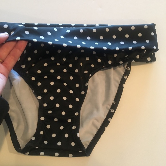 Polka Dot 2 Piece Baby Doll Swimsuit Tankini Black White Dots S, M, L, XL, 1X - Picture 7 of 7